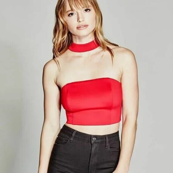 New MARCIANO Genova Choker Scuba Top Red Women's Size Small $118.00 - Picture 1 of 2